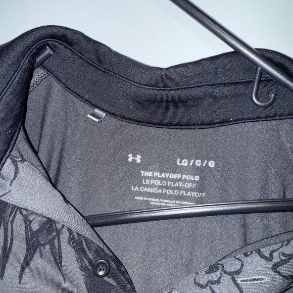 Under Armour Mens Playoff Polo Shirt Floral Print Black & Gray Size L - Picture 4 of 5